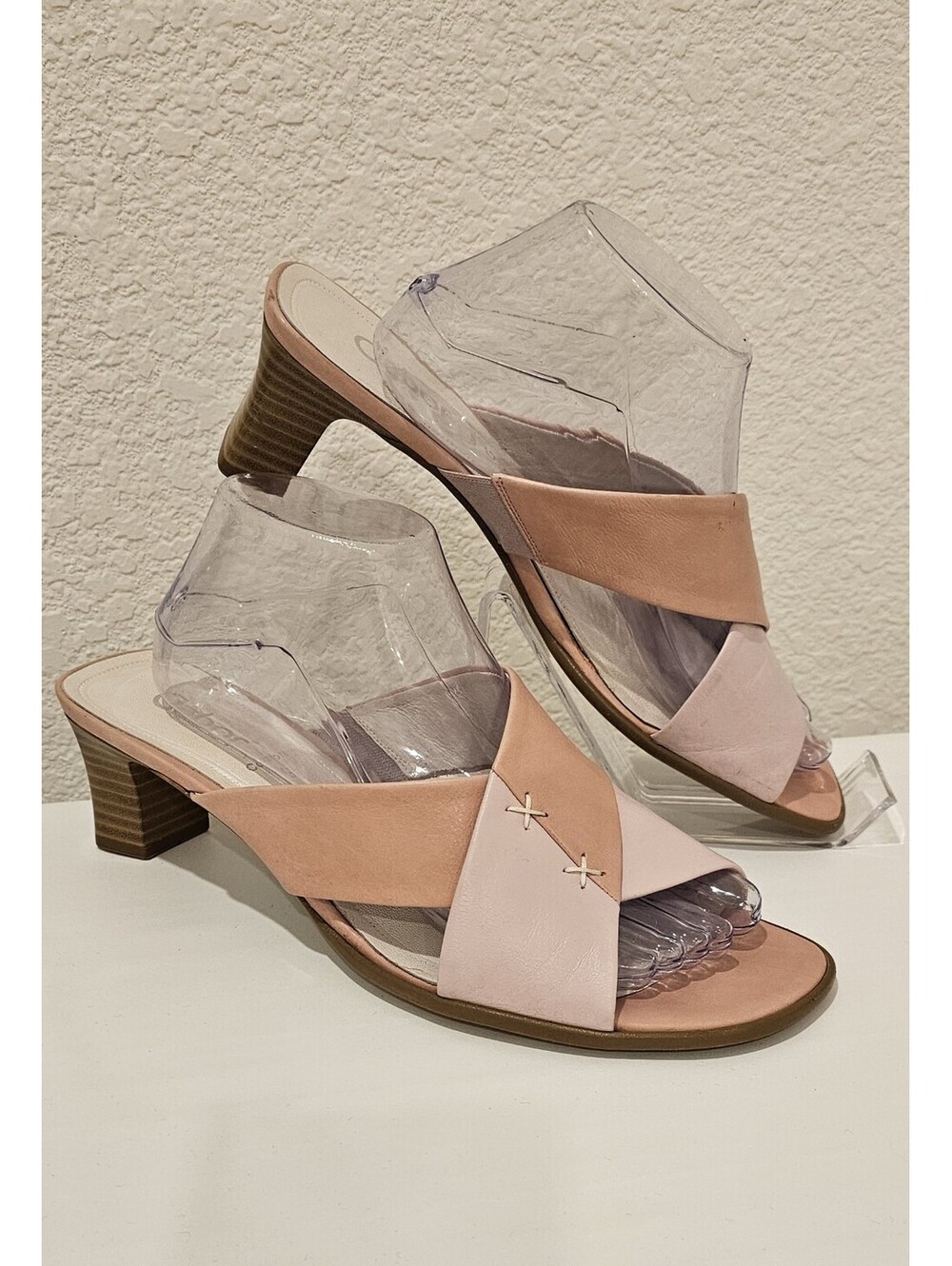 Gabor Women’s Pink Leather Sandals Block Heels Made In Austria Size UK 8/US 10.5
